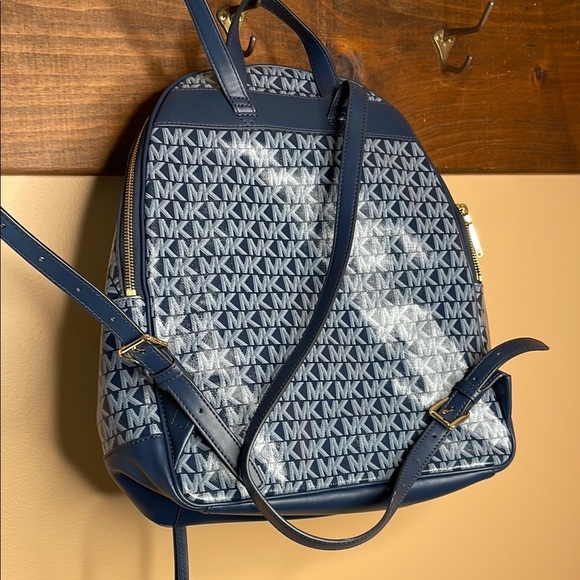 Michael Kors Blue Monogram Backpack - Picture 2 of 3